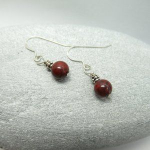 Jasper and vintage Bali silver earrings